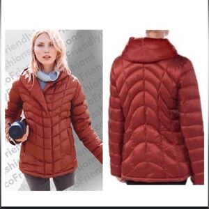 Patagonia Downtown Loft hooded coat jacket rust orange womens size:L